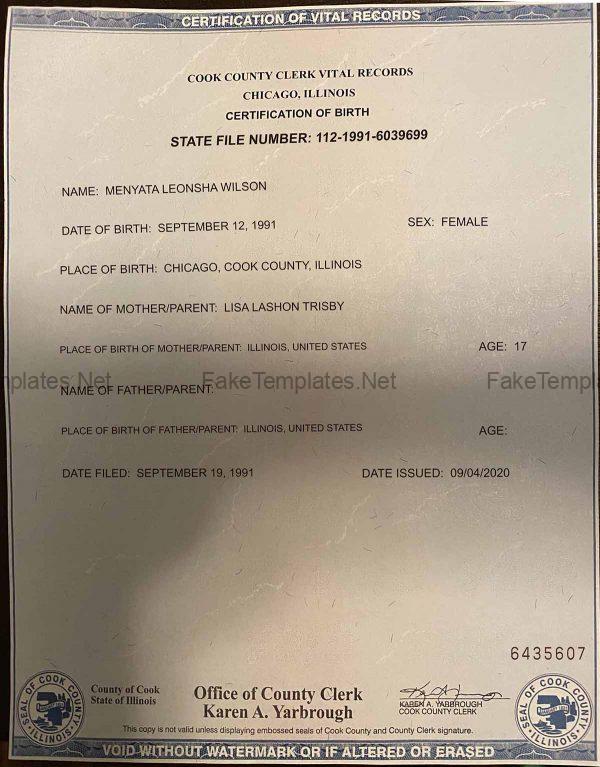 Illinois Birth Certificate Template PSD USA IL Child ID 2023 Illinois Birth Certificate Template PSD USA IL Child ID 2023
