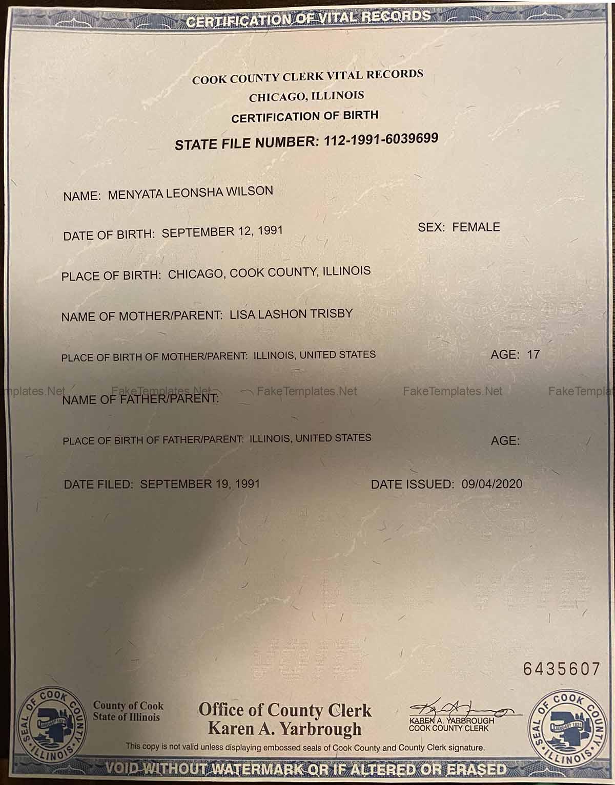 Illinois Birth Certificate Template PSD USA IL Child ID 2023 Illinois Birth Certificate Template PSD USA IL Child ID 2023