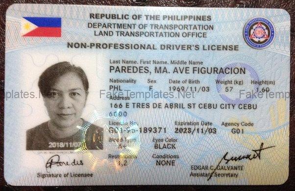 Real Philippines Driver License Template PSD Philippines Driver License Template