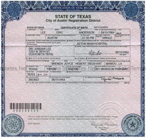 Texas Birth Certificate Template PSD USA New TX Child ID 2023 Texas Birth Certificate Template PSD USA New TX Child ID 2023