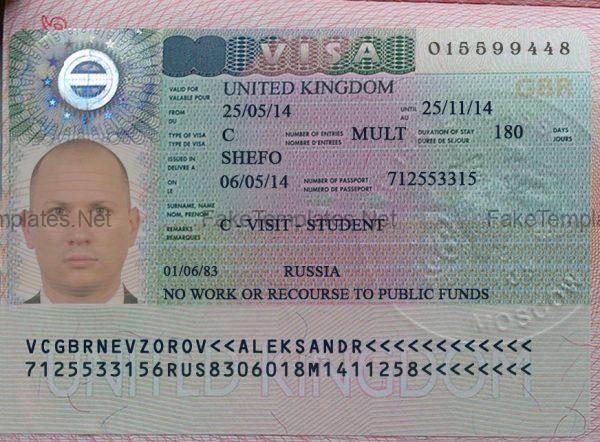 Fake UK Visa Template PSD